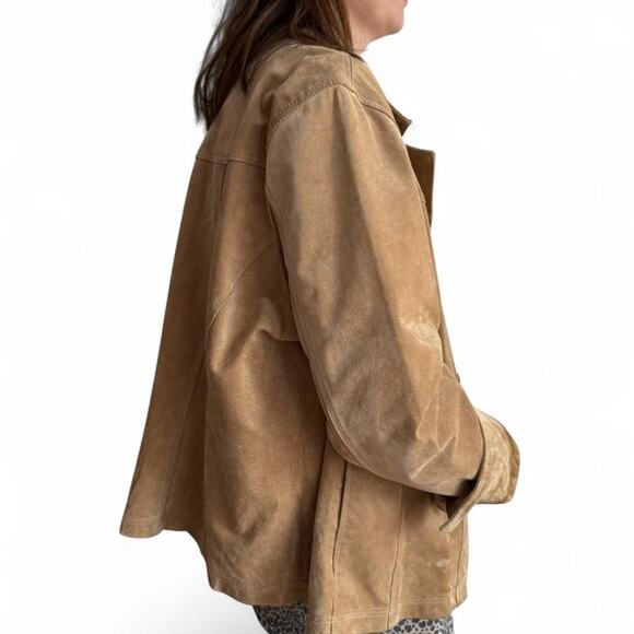 Tan suede jacket button up - Picture 2 of 8